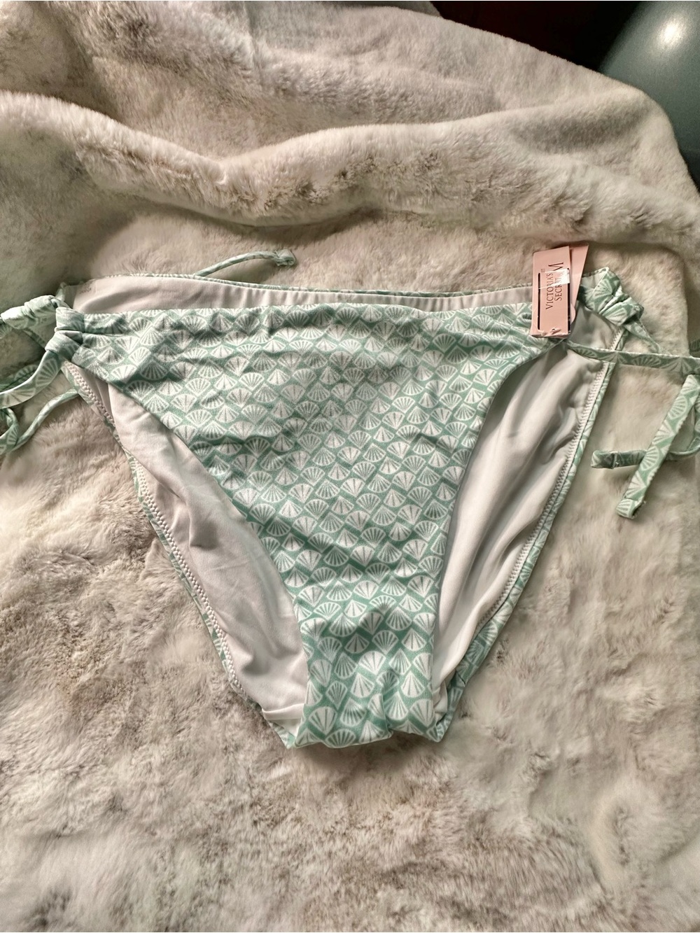 Victoria's Secret Mint Shell-Print Tie-Side Bikini Bottoms